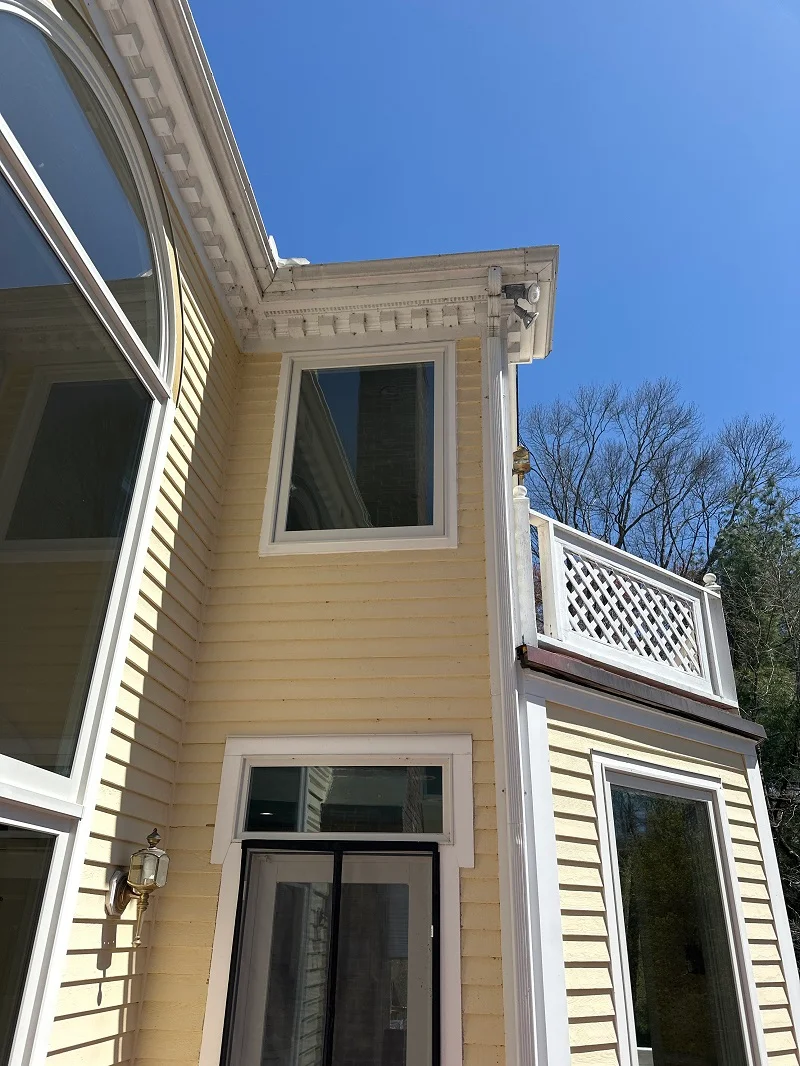 Exterior PVC rot free trim installed around this Andersen A Series casement